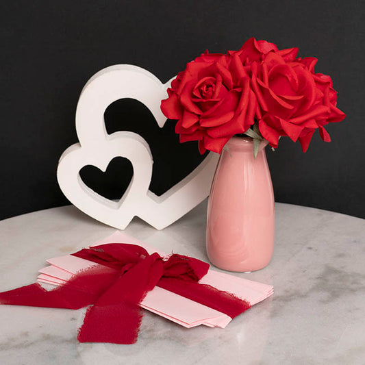 Siena Real Touch Rose Bouquet x 5 Heads Red (26cmH)