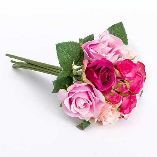 Georgia Rose Bouquet with 12 Flowers Hot Pink Combo (25cmH)