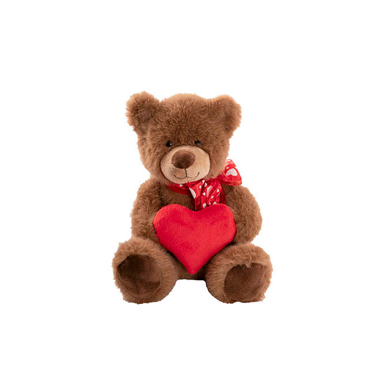 Teddy Bear Darren w Plush Heart Red (24cmST)