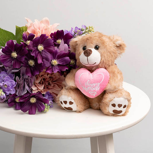 Teddy Bear Josh w Happy Mother's Day Heart Brown (20cm.ST)