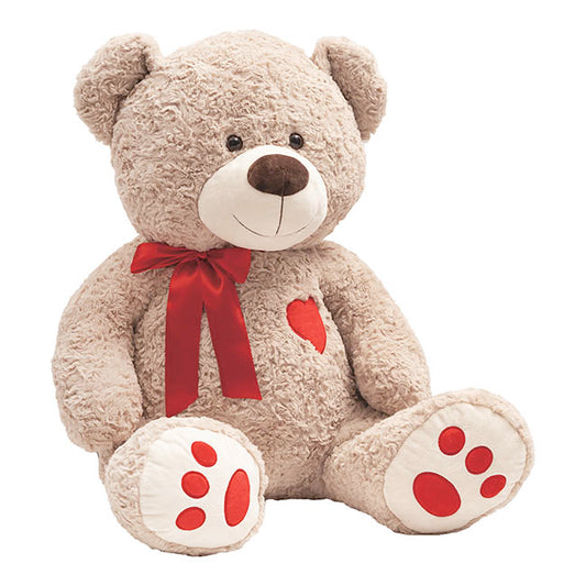 Giant Teddy Bear Noah w Bow & Heart Red (95cmHT/70cmST)