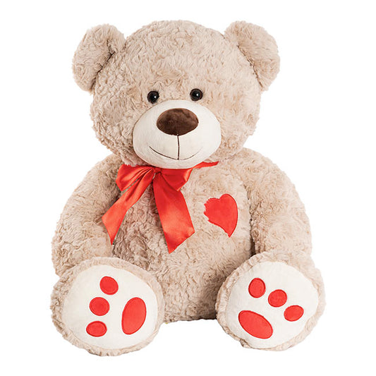 Giant Teddy Bear Noah w Bow & Heart Red (75cmHT/55cmST)