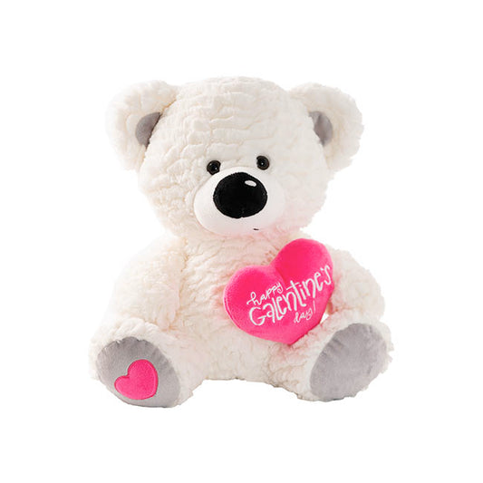Teddy Bear Jamie w Happy Galentine's Day Heart White(32cmST)