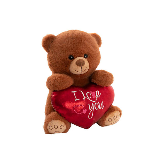 Teddy Bear Gus w I Love You Plush Heart Brown (30cm.ST)