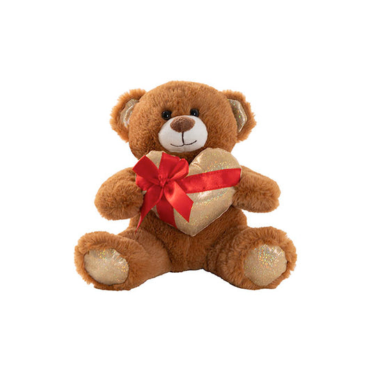 Teddy Bear Jimmy w Gift Plush Heart Brown (20cm.ST)