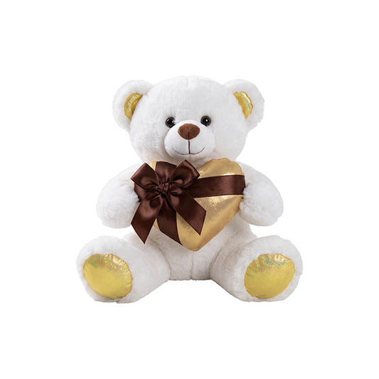 Teddy Bear Jimmy w Gift Plush Heart White (20cm.ST)