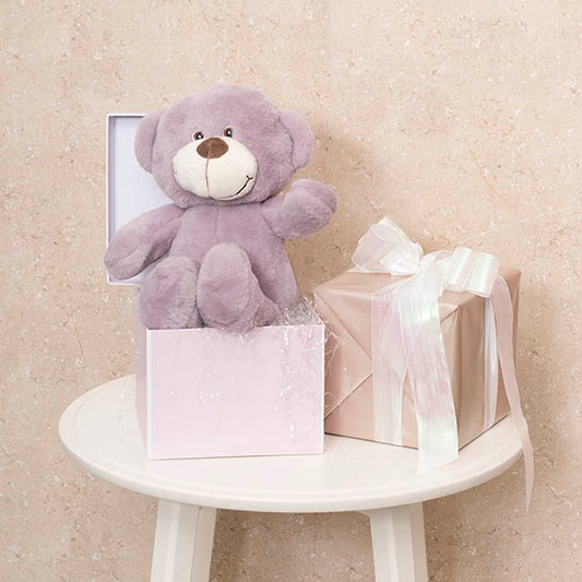 Mr Snuggles Plush Teddy Bear Dusty Lavender (25cmST)