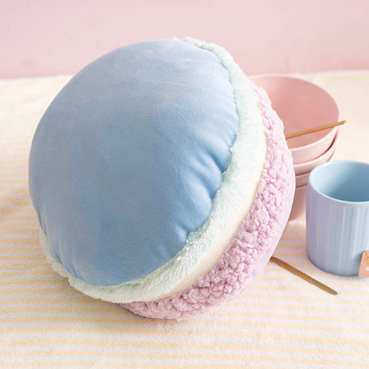 Macaron Cookie Squish Pillow Plush Puff Blue (30cmD)