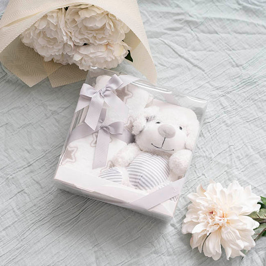 Cosmo Puppy & Blanket Gift Pack White (25x12x25cm)