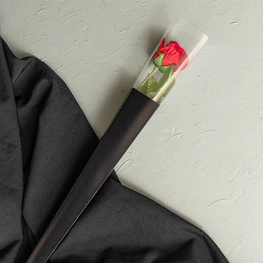 Acetate Premium Rose Cone Square Black & Clear Pk6 (7x65cmH)