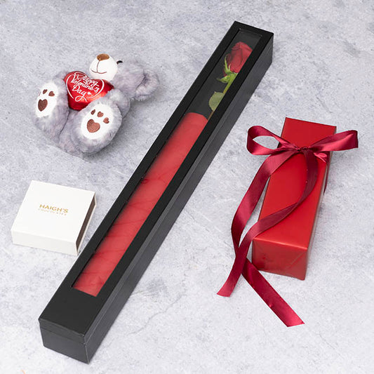 Deluxe Full Window Rose Box Single Black (74x8x8cmH)