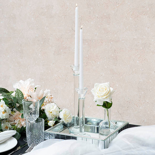 Mirror Tray Square Strip Bevelled Edge Silver (30x30x5cmH)