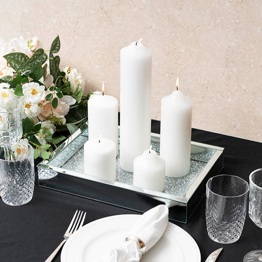 Rectange Crystal Mirror Tray Silver (35x25x5.5cmH)