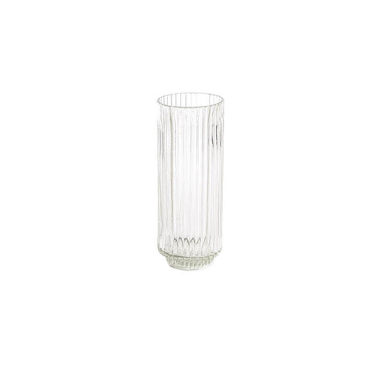 Glass Craft Ripple Vase Candle Holder Clear (6x16cmH)