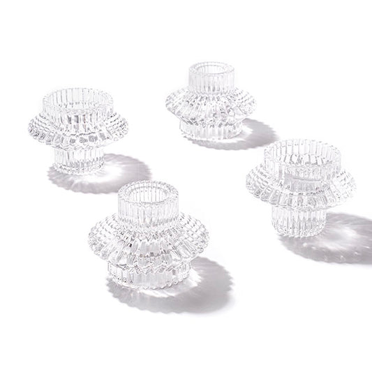 Glass Craft Ripple 2 in 1 Candle Holder Clear (8x5.6cmH)
