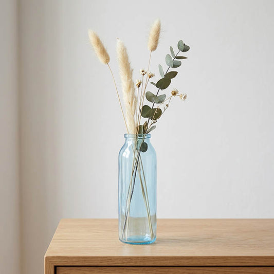 Glass Tall Milk Bottle Glossy Baby Blue (5.5x16cmH)