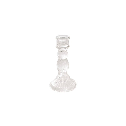 Glass Swindon Dinner Taper Candle Holder Clear (8Dx15.5cmH)