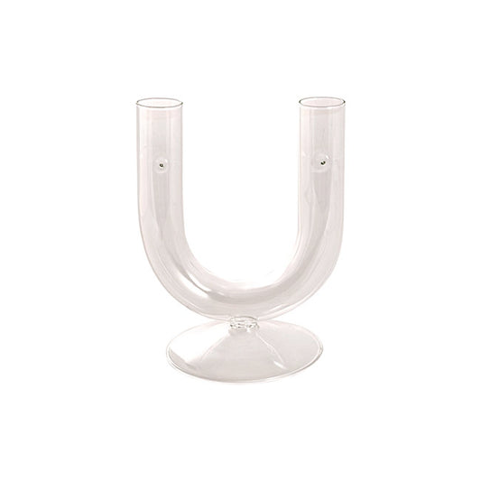Glass Palma U Shape Dinner Taper Candle Holder (9�11�15cmH)