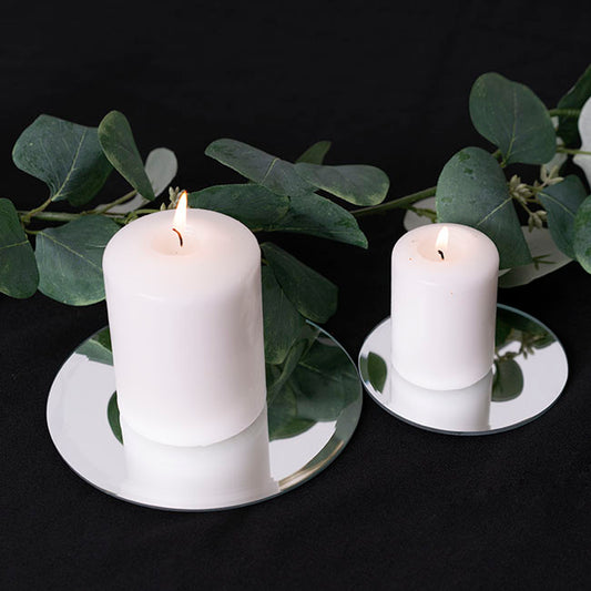 Round Mirror Glass Bevelled Plate Pack 4 Silver (10cmD)