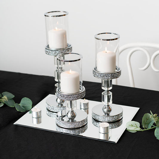 Rectangle Mirror Glass Plate Pack 2 Silver (40.5x30.5cmH)