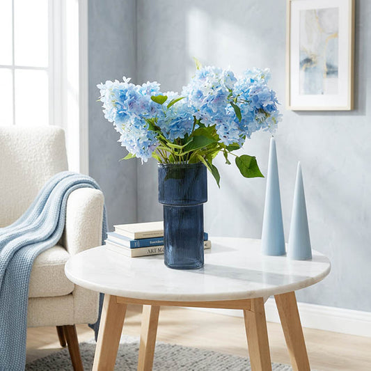 Glass Misa Vase Ribbed Grey (11Dx24cmH)