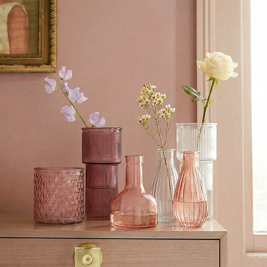 Glass Misa Vase Ribbed Plum (11Dx24cmH)