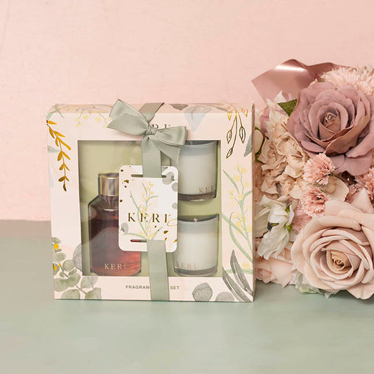 Fragrance Candle & Diffuser Gift Set Vanilla & Peach Blossom
