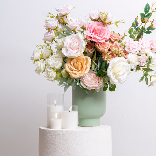 LED Glass Trueflame Flickering Event Pillar Candle 7.5x10cmH