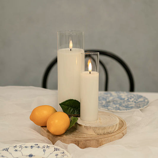 LED Glass Trueflame Flickering Event Pillar Candle 5x22.5cmH