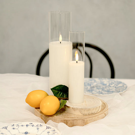 LED Glass Trueflame Flickering Event Pillar Candle 7.5x30cmH