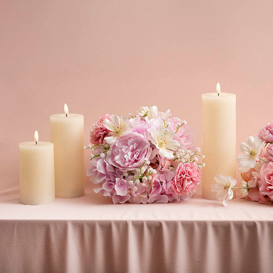 Wax LED Trueflame Event Pillar Candle Ivory (7.5x12.5cmH)