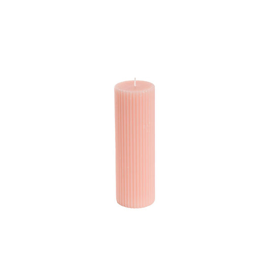 Roman Fluted Pillar Candle Pale Pink (5x15cmH)
