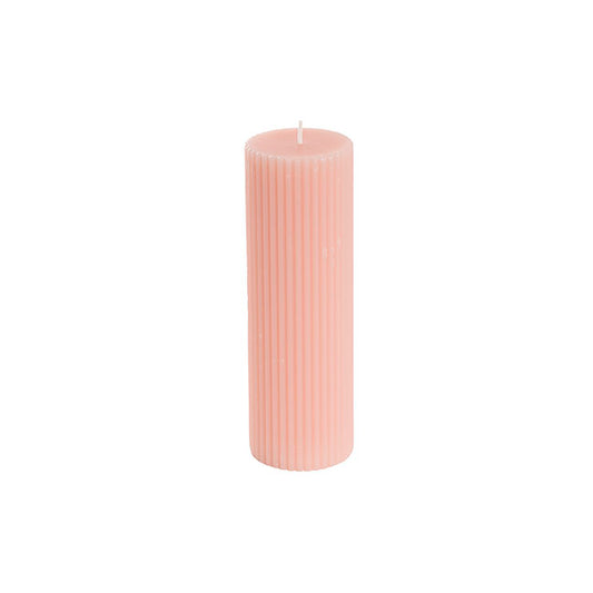 Roman Fluted Pillar Candle Pale Pink (5x20cmH)