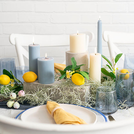 Roman Fluted Pillar Candle Off White (5x20cmH)