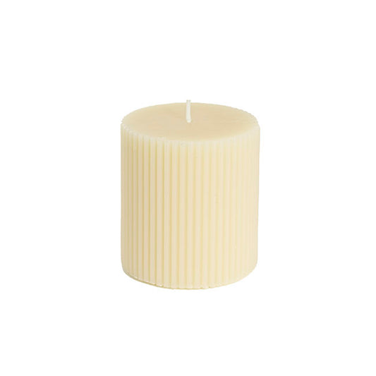 Roman Fluted Pillar Candle Off White (7x10cmH)