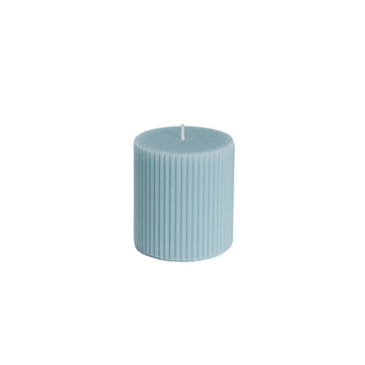 Roman Fluted Pillar Candle French Blue (7x7.5cmH)