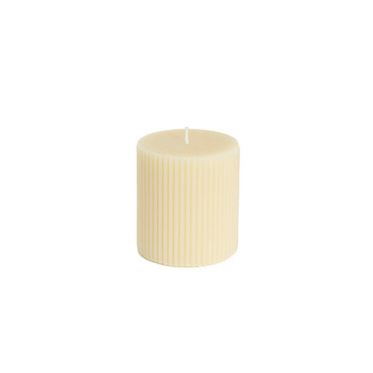 Roman Fluted Pillar Candle Off White (7x7.5cmH)