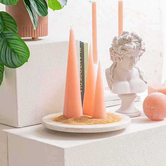 Fleur Cone Candle Peach (6.5x25cmH)