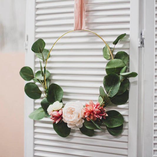 Floral Metal Hoop Ring Gold (30cmD)