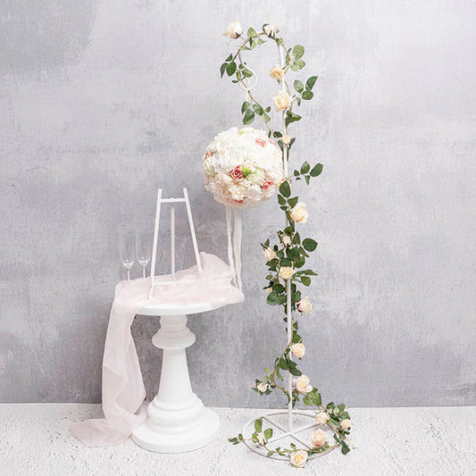 Metal Shepherd's Hook Adjustable w Base White (160cmH)