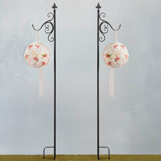 Outdoor Metal Shepherd's Hook Tall Single Stand Black (2mH)