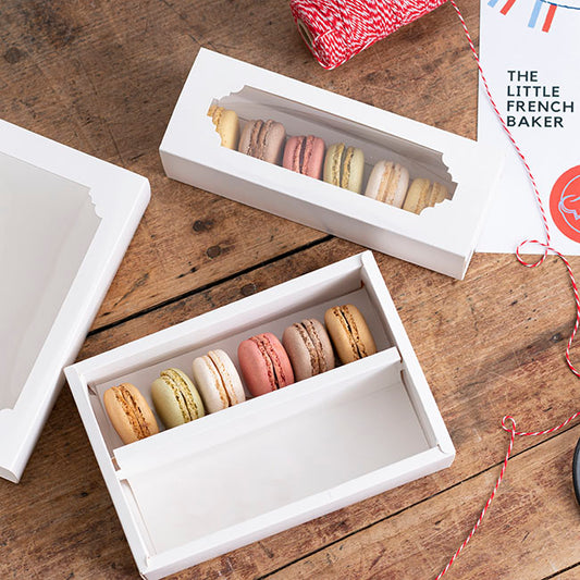 Macaron Sliding Window Box 6 White Pack 10 (185x65x50Hmm)