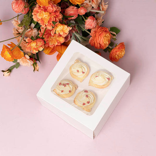 Cake Pastry Window Box 7" Square White Pack 2 (18x18x10cmH)