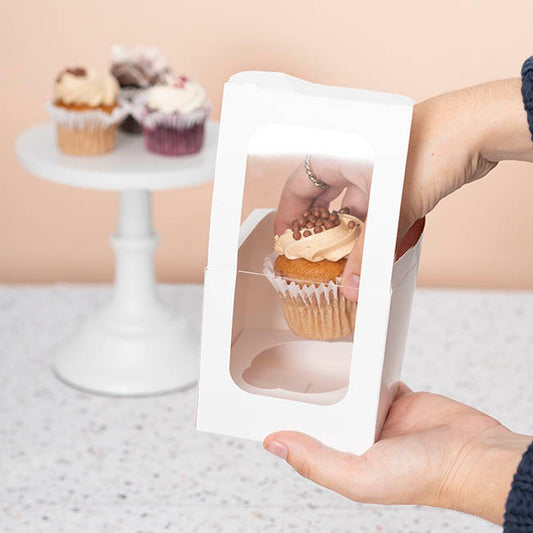 Cupcake Single Pastry Window Box White Pack 6 (10x10x10cmH)