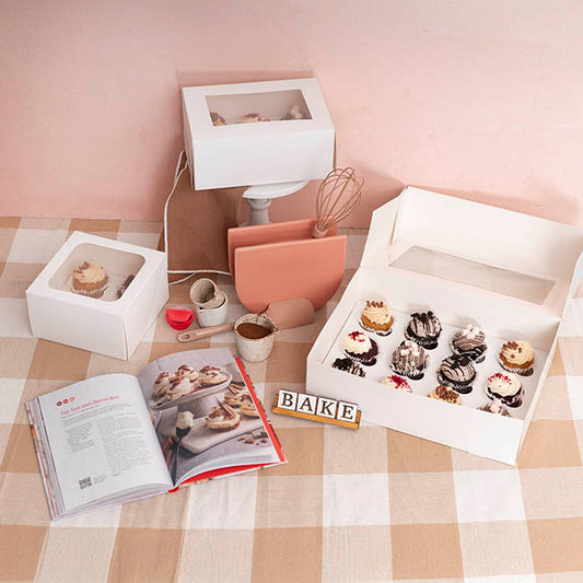 Cupcake Dozen Pastry Window Box White Pack 2 (36x25x10cmH)