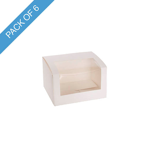 Pastry Dessert Treat Window Box 5" White Pk6 (13x11x8Hcm)