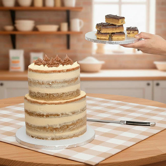 Cake Board Wrapped Card 10" Round Silver Pack 2 (25x1.2cmH)
