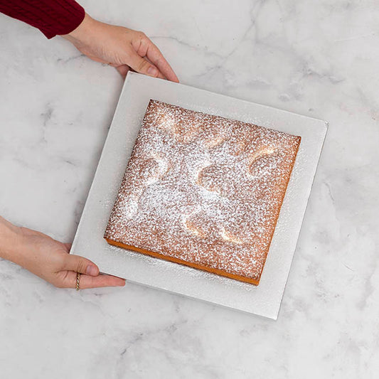 Cake Board Wrapped Card 12" Square Silver Pk2 (30x30x1cmH)