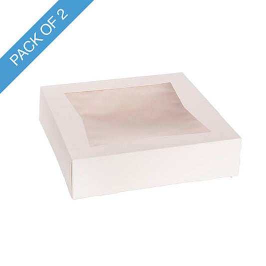 Cookie Pie Pastry Dessert Box 10" White Pack 2 (25x25x6Hcm)