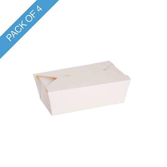 Food Takeaway Box Medium White Pack 4 (18x11x6Hcm)